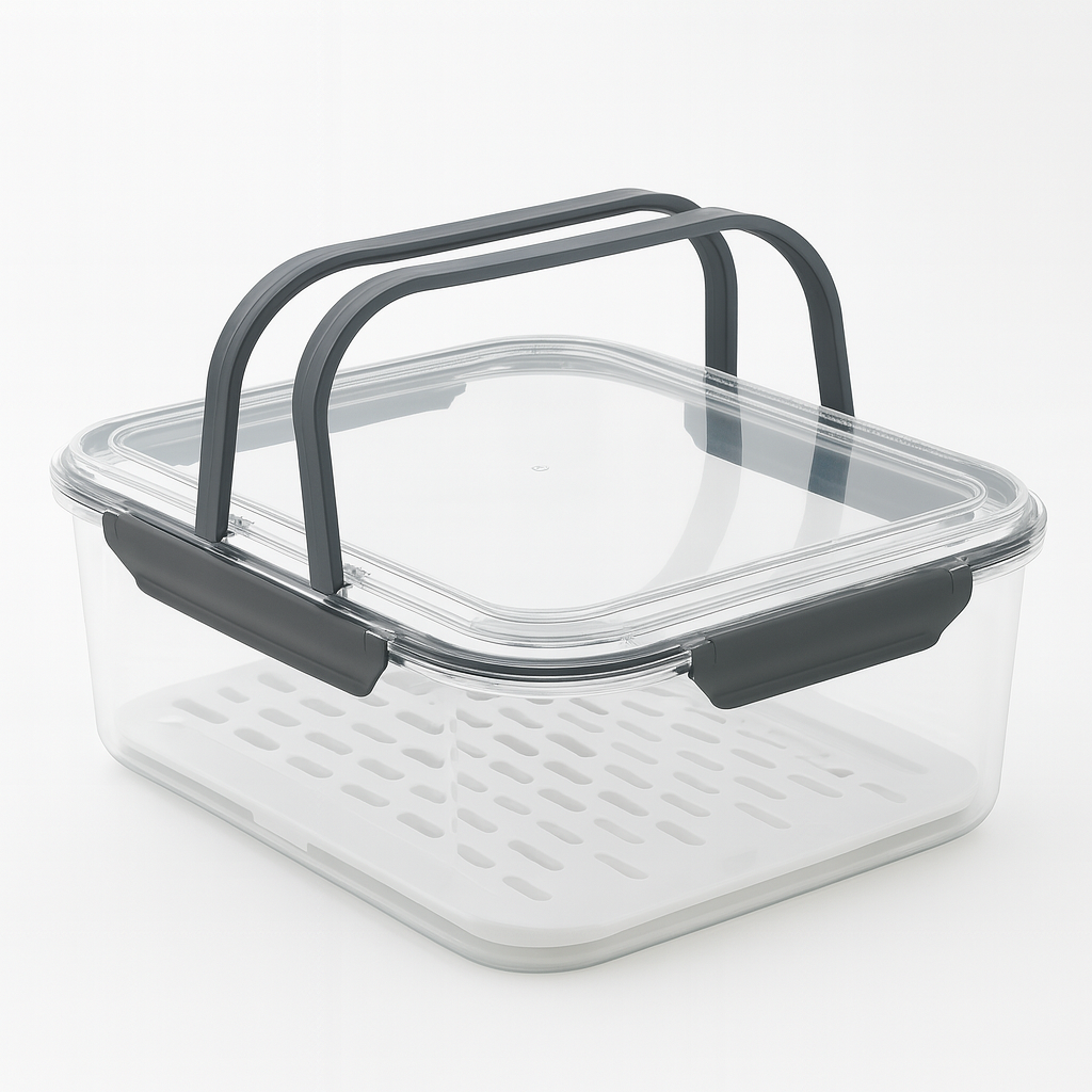 Grey Healthy Kitchen Storage & Preservation Box – Carry-Handle Food Container (Medium, Large)