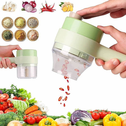 4 in 1 Handheld Electric Vegetable Cutter Set,USB Rechargeable Food Processor for Garlic Pepper Chili Onion Celery Ginger Meat with Brush