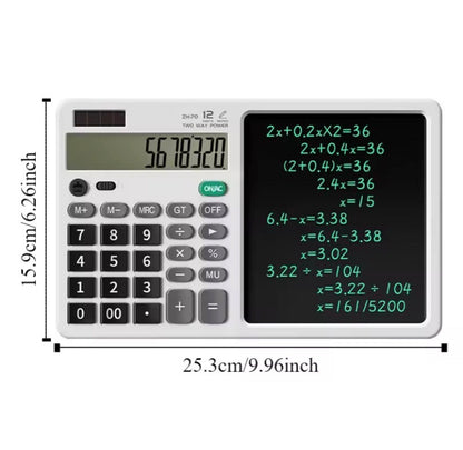 2 In 1 Scientific Calculator With Writing Tablet, Portable 12Digit LCD Display Calculator, Multifunctional Charging Handwriting Tablet, Office Calculator