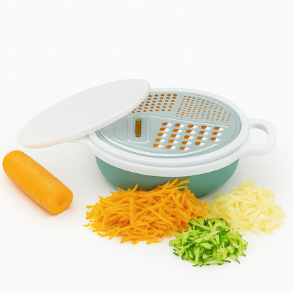 3-in-1 Grater with Storage Bowl & Lid Green | Multi-Purpose Kitchen Tool – 1 Piece