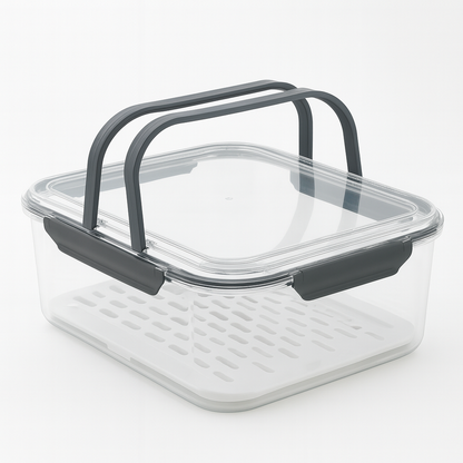 Grey Healthy Kitchen Storage & Preservation Box – Carry-Handle Food Container (Medium, Large)